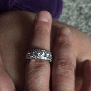 Sparkling Silver and Purple Stone Ring